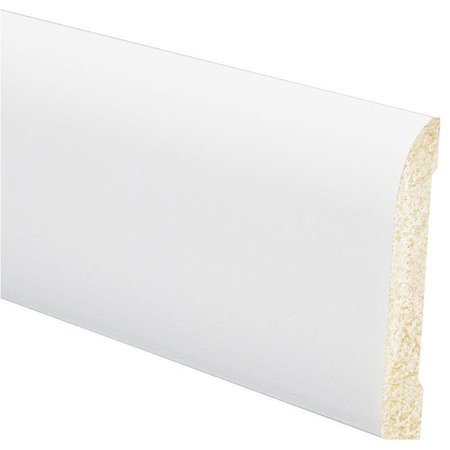 INTEPLAST GROUP 713 Ranch Base Moulding, 8 ft L, 3316 in W, 716 in Thick, Polystyrene, Crystal White 67130800032